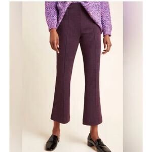 Anthropologie Womens S Navy Red Plaid Essential Crop Flare Flat Front Pants